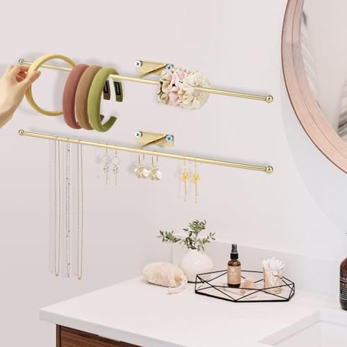 DTMNEP Gold Wall Hanging Jewelry Organizer for Necklaces & Accessories - 14.5"