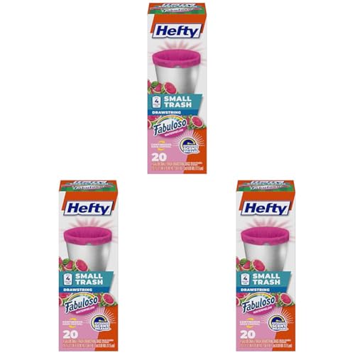 Hefty 4 Gallon Small Trash Bags, Fabuloso Watermelon Scent, Pink, 60 Count