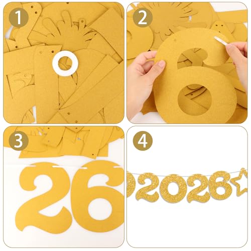 Bye 2025 Hello 2026 New Year Banner - Sparkling Gold Decorations