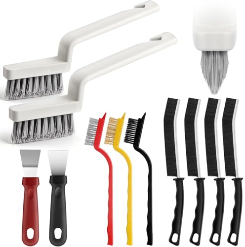 11-Piece Grout Cleaning Brush Set with Steel Scrapers for Deep Scrubbing