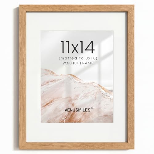 Venusmiles 11x14 Natural Oak Wood Picture Frame with 8x10 Mat