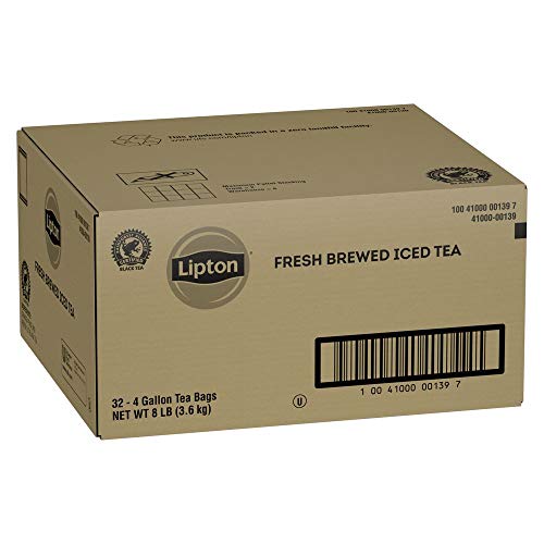 Lipton Iced Tea Bags, Unsweetened Black Tea, 4 Count (Pack of 32)
