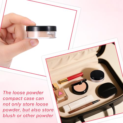 2PCS Travel Loose Powder Container 10ml Refillable Makeup Jar with Sifter