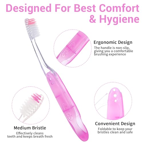 Portable Folding Toothbrush 2 Pack Soft Bristled Travel Kit