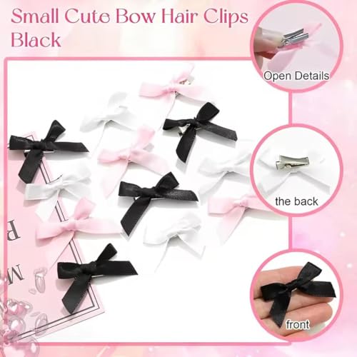 ADIASEN Mini Satin Ribbon Hair Bow Clips Set - Small Barrettes