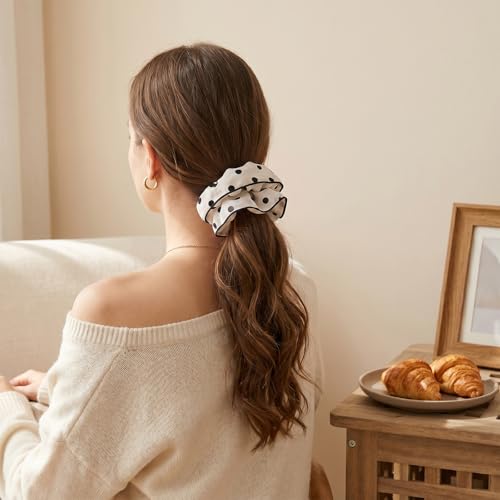 FNANJWQ Oversized Polka Dot Hair Scrunchies 4-Pack Large Hair Ties