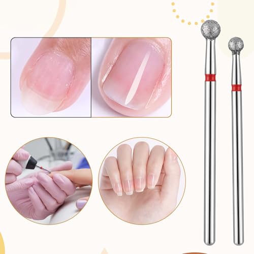 8Pcs Russian Diamond Nail Drill Bits 3/32" Ball Head Cuticle Cleaners