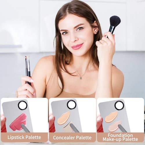 MixPeak Stainless Steel Makeup Palette with Spatula for Foundation & Nail Art