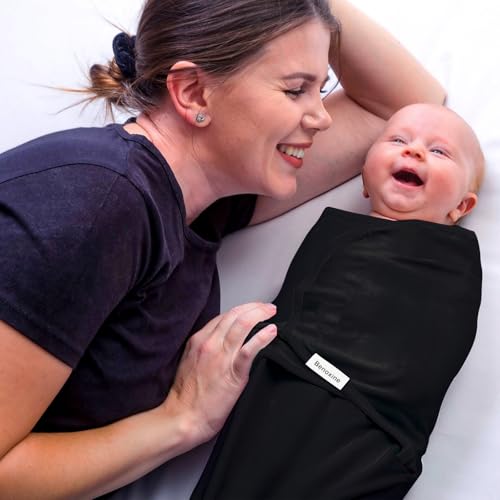 Benoxine Organic Cotton Baby Swaddle Sleep Sack - Newborn 0-3 Months, Black