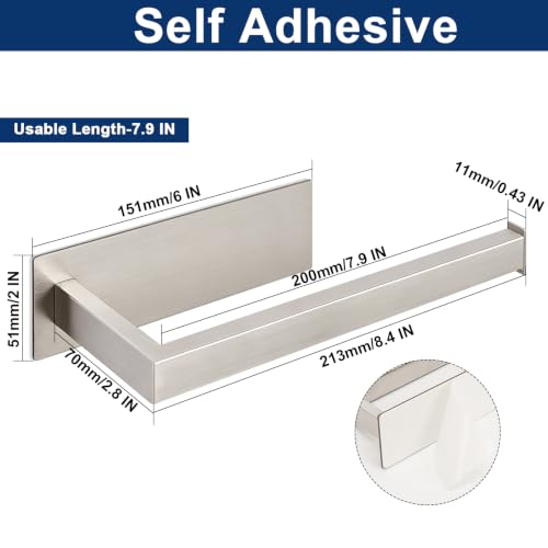 NearMoon 9-Inch Self-Adhesive Towel Holder - Brushed Nickel Stainless Steel