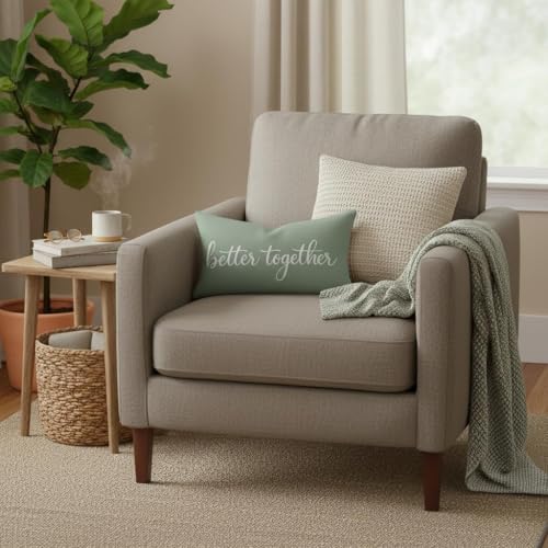 HERHOME Better Together Sage Green Decorative Throw Pillow Cover 12x20 Inch