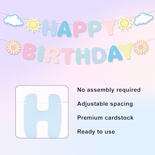 Pastel Happy Birthday Banner - Pre-Strung Rainbow Decor