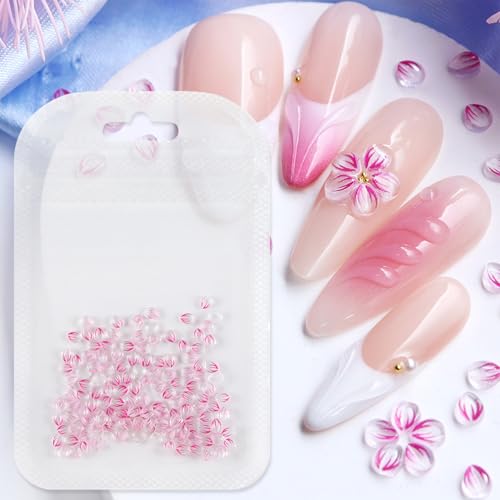 Clear Resin Flower Nail Charms 3D Floral Petal Supplies 150 Pcs