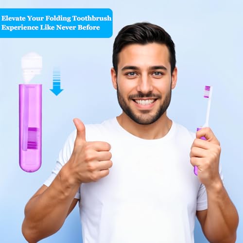 Mabor 5-Pack Folding Travel Toothbrushes with Soft Bristles, Multicolor