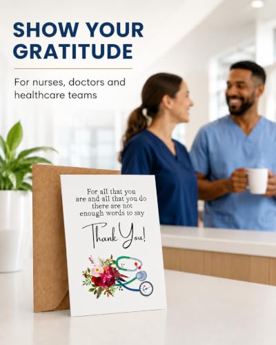 Nurse Thank You Card for Doctors and Healthcare Workers, 5x7 in