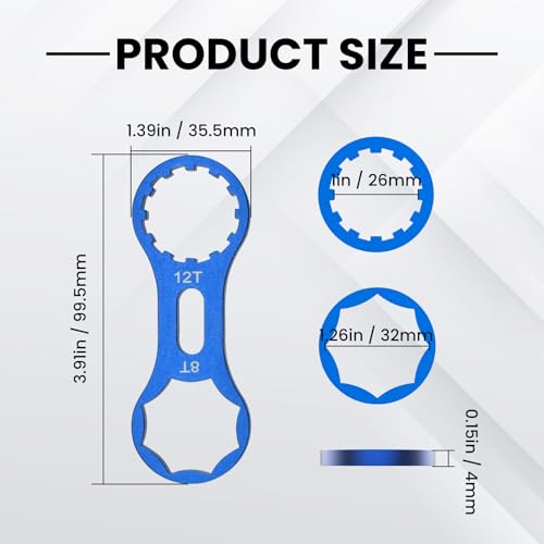 2Pcs Bicycle Fork Cap Wrench, Aluminium Alloy Bike Front Fork Repair Tool, Suspension Forks Cap Spaner Suitable for XCR/XCM/XCT/RST, Blue