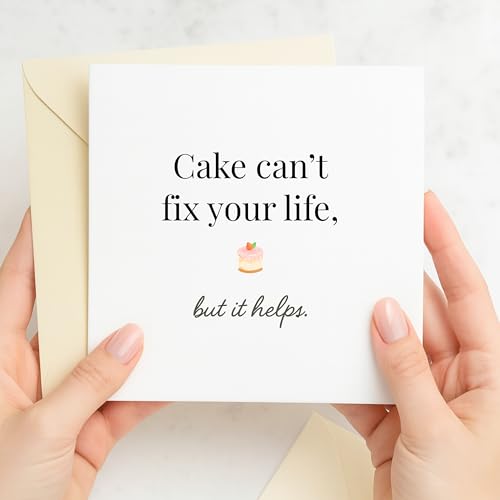 MissDaisy Funny Birthday Card – 'Cake Can't Fix Your Life' Humor