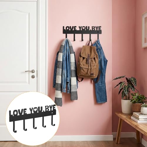 Black Wall-Mounted Key Holder with 5 Hooks - Durable Metal Key Rack