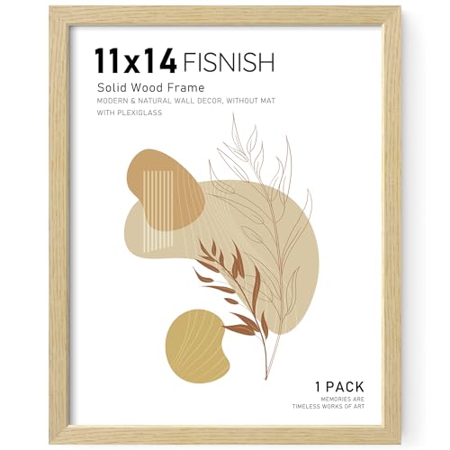 11x14 Natural Solid Wood Picture Frame for Wall Mounting - 1 Pack
