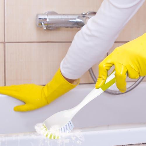 YeuDeuy Stiff Bristle Dish Brush with Handle - 3 Pack, Scrubber for Pots Pans Sink