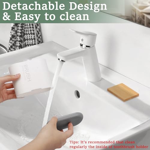 Bamboo Toothbrush Holder - 2 Slot Organizer for Bathroom & Kitchen