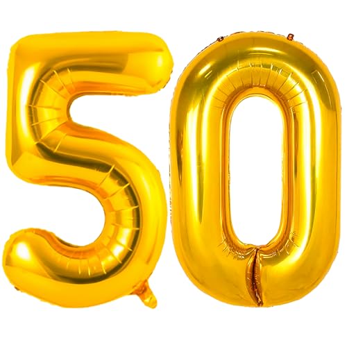 42 Inch Gold Number 50 Foil Balloon - Large 50th Birthday Party Decoration