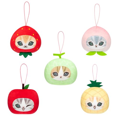 Mofusand Fresh Fruit Meow Face Plush Keychain - Kawaii Cat Collectible
