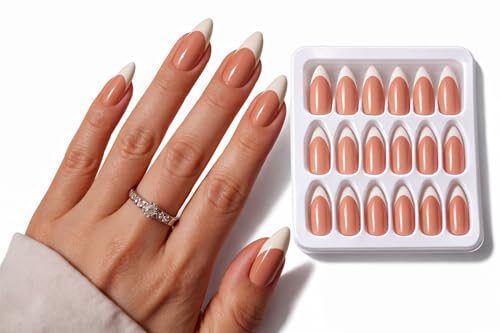 Long Ballerina French Tip Press-On Nails – 24 Count Reusable Gel Set
