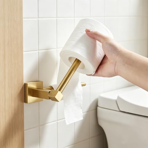 Brushed Gold Stainless Steel Toilet Paper Holder - Wall Mounted