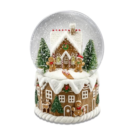 4-Inch Gingerbread House Musical Snow Globe Snow Variation