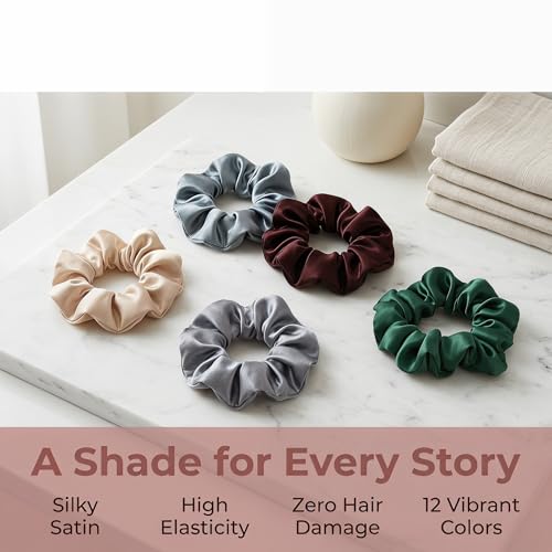 Fiuyorl Satin Silk Scrunchies 24 Pcs - Soft Hair Ties & Ponytail Holders