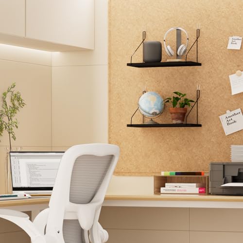 Cubicle Shelf with Hooks - 11.8" Floating Wall Shelf for Office Storage