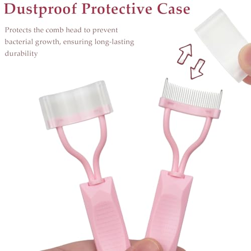 Zoolinn 2PCS Arc-Shaped Pink Eyelash Comb & Mascara Separator Tool