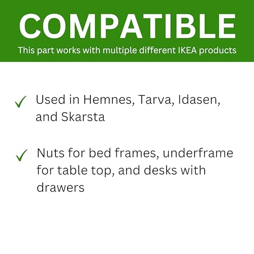 IKEA HEMNES Bed Frame Replacement Nuts (Pack of 4) - Part #104875