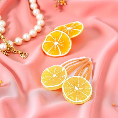 Orange Slice Snap Hair Clips 4-Piece Citrus Barrettes for Women and Girls