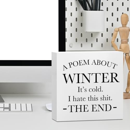 Funny Quotes Office Desk Decor Sign - Rustic Wooden Box, White - Variation of THIS listing White0392