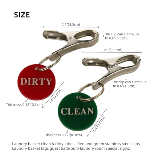 Clean & Dirty Laundry Basket Clip Signs - Green & Red 2-Piece Set