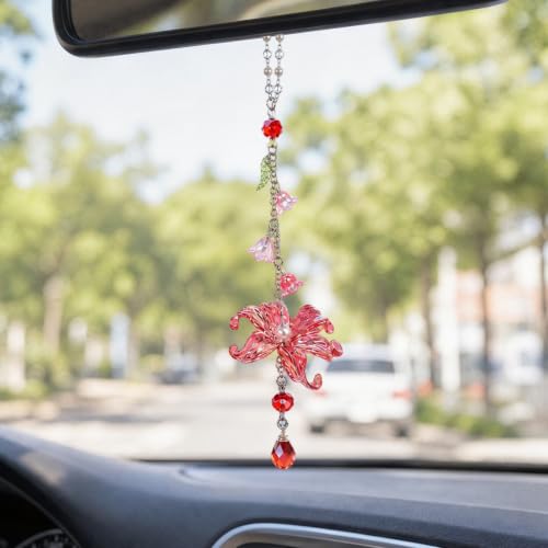 Lily Flower Car Charm - Elegant Resin Waterlily Suncatcher
