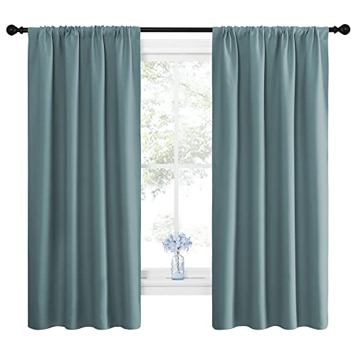 NICETOWN Greyish Blue Blackout Curtains 42" x 63" - 2 Panel Set
