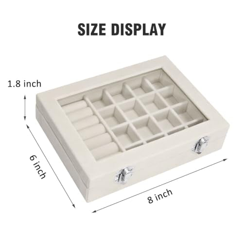 Vicoter Velvet Jewelry Organizer Tray, 7 Slot & 16 Grid Storage Box