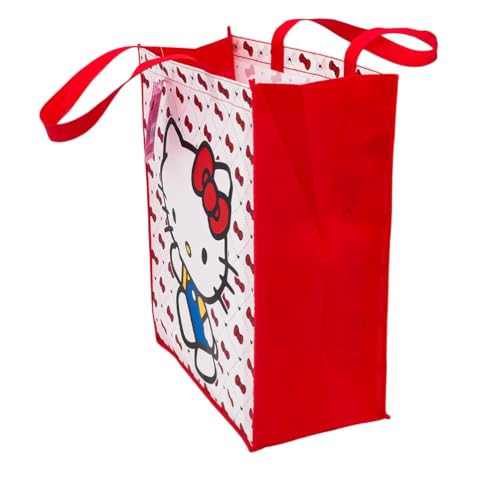 Hello Kitty Reusable Tote Bags Set - 3 Pack, 16-Inch, Pink & Black