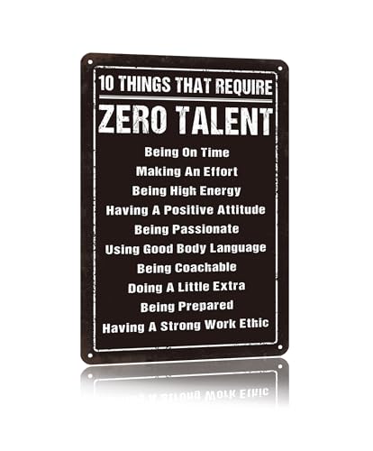 Motivational Metal Sign - Zero Talent Habits 8x12 Inch Home & Office Decor