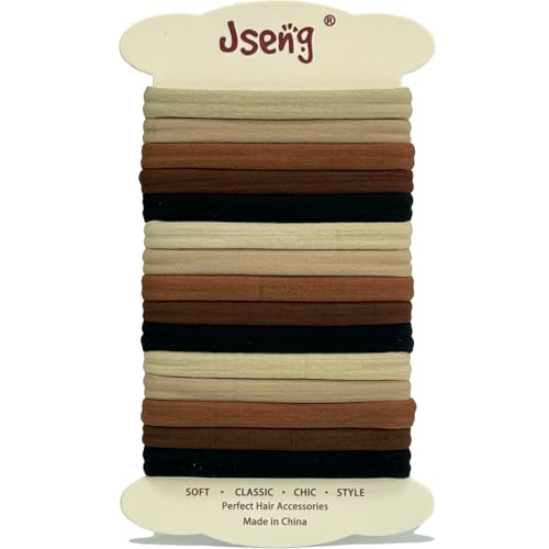Jseng 15 Pack Seamless Hair Ties - Ultra Soft Stretchy No Damage Elastic