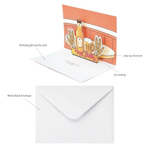 Funny Birthday Card for Dad with 3D Beer Motif - Unique Greeting