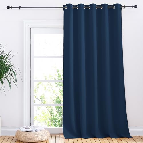 NICETOWN Thermal Blackout Sliding Door Curtain, Moroccan Blue, 70" x 95"