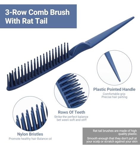 3 Row Comb for Natural Hair Detangling and Styling, 2-Pack