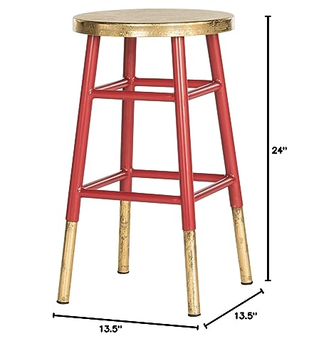 Safavieh Home Collection Emery Red and Dipped Gold Leaf 24-inch Counter Stool