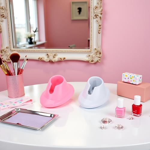 PurYupearl 2 Pcs Soft Rubber Nail Polish Bottle Holder Stand Anti-Spill Pink