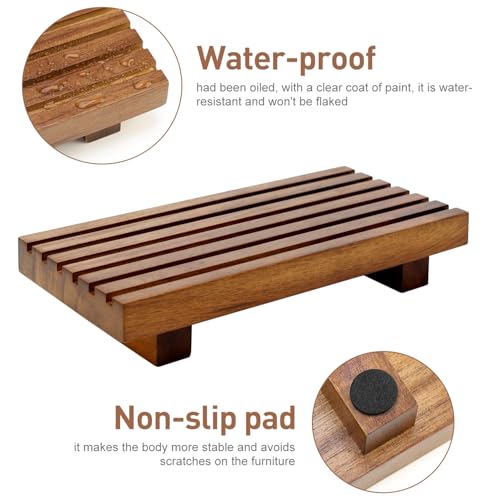 Acacia Wood Riser Tray - 8.7" x 4" x 1.6" for Bathroom & Kitchen Decor