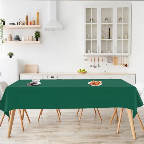 Dark Green Plastic Tablecloth Roll - Disposable 54 in x 300 ft with Slide Cutter